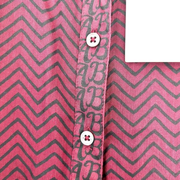 NWT Scotch & Soda Long Sleeve Button Up Semi Sheer Shirt Burgundy Black Small - Picture 4 of 12